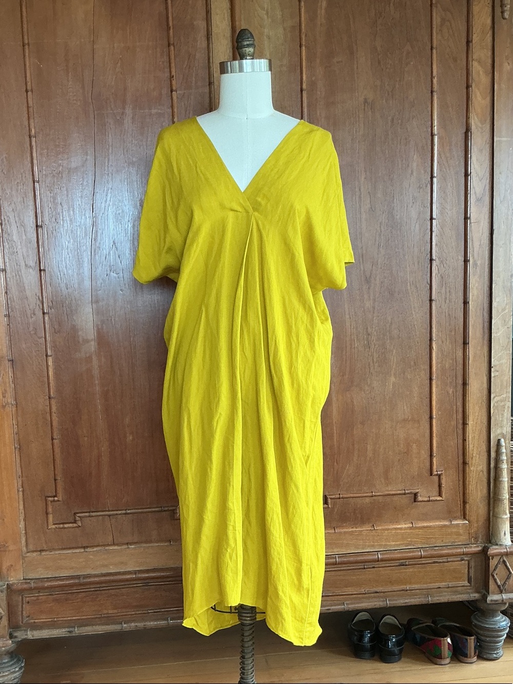 Zara Bright Yellow V-Neck Maxi Dress